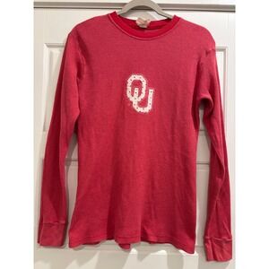 Vintage Oklahoma Sooners OU Thermal Waffle Knit Shirt Red AS Tees Medium USA